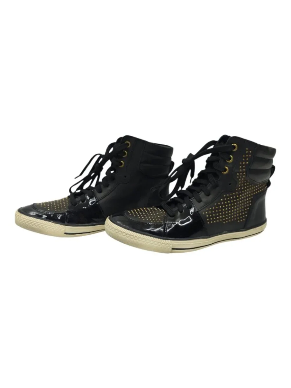 Steven by Steve Madden Dougiee High Top Sneaker 9 Studded Black Patent Punk Goth